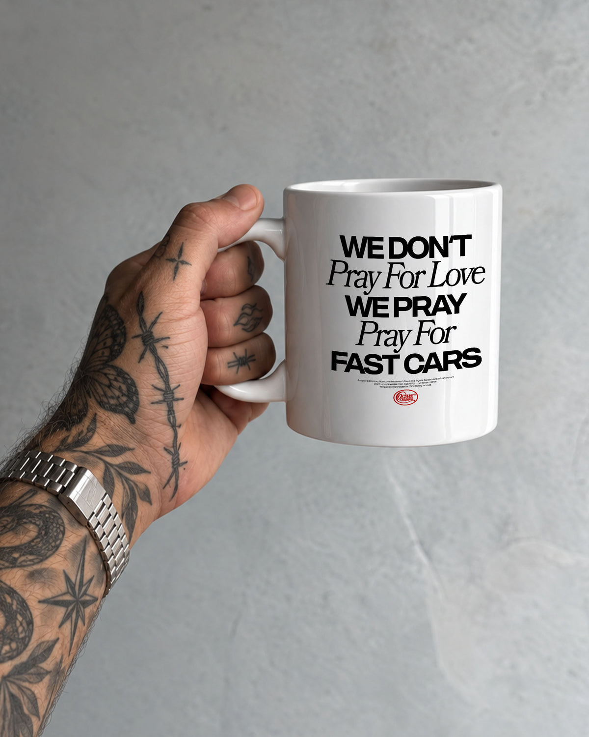 Octane Childhood Mug - We Don’t Pray For Love. We Pray For Fast Cars.-3