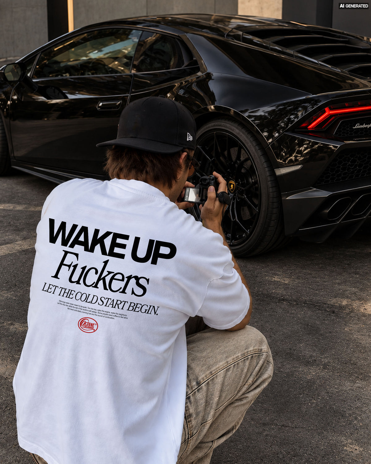 Octane Childhood Tee - Wake Up Fuckers. Let The Cold Start Begin.